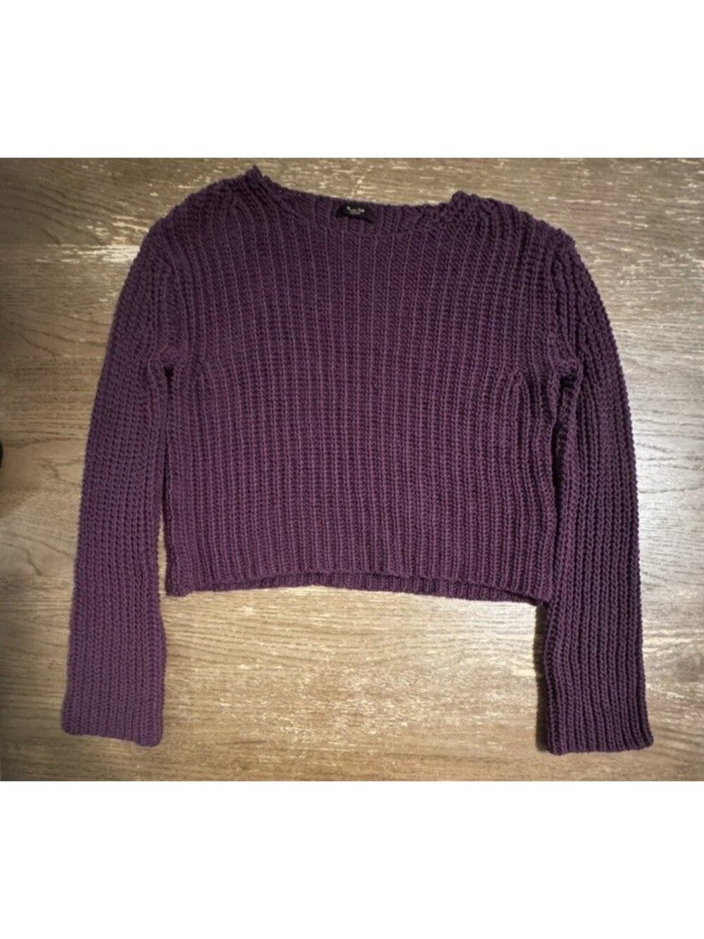 Mossimo Dutti Purple Italy Cropped Knit Sweater Chunky Minimalist Quiet Luxury